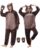 Deaboat Bear Onesie Adult Costume – Plush Unisex Teddy One Piece Pajamas Animal Cosplay Outfit for Halloween Party Sleepwear Brown
