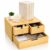 DEAYOU Bamboo Desk Organizer, 100% Natural Bamboo Desktop Drawer Organizer, Tabletop Storage Cabinet Organization Box with 3 Drawers for Home Office Supplies, Makeup, Letter, 2-Layer, Fully Assembled