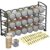 Deco Brothers Spice Rack Stand holder with 18 Bottles and 48 Labels, Black