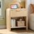Decofy Fluted Nightstand with Charging Station, Modern Bedroom Side Table with Gold Handles, Curved Profile Design, End Table Wood Organizer for Bedroom, Open Shelf & 1 Drawers (1 Pack, Natural Oak)