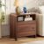 Decofy Nightstand with Charging Station & 2 Hidden Drawers, Walnut