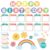 Decorably 101 Pcs Cutouts Rainbow Birthday Bulletin Board Decorations Set