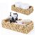 Decorative Toilet Paper Storage Basket, Modern Farmhouse Home Decor Scalloped Basket for Organizing, Pantry Baskets for Shelves, Countertop, Living Room, Wood Handles, Natural Water Hyacinth (2pack）