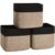 Degeyoyo 3 Pack Cube Storage Bin, 12”x12”x10” Cotton Rope Woven Baskets for Organizing Toys Clothes Towels, Square Gift Storage Baskets for Shelves, Nursery, Closet, Bathroom, Pantry (Black & Brown)
