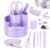 deli Purple Office Supplies, 14 in 1 Desk Accessories Set with 360° Rotary Desk Organizer & Phone Stand, Stapler Pencil Holder for Home, School, Office Supply Kit for Women Students