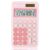 Deli Standard Function Basic Calculator, 12 Digit Desktop Calculator with Large LCD Display, Solar Battery Dual Power Office Calculators, Pink