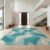 Design&I 6’x9′ Teal Beige Abstract Brushwork Washable Area Rug