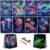 DESINIK Rainbow Scratch Painting Art for Adults & Teens –Glow in The Dark Scratch Rainbow Art Paper, Creative Scratch Painting Kit, Stress Relief for Scratch Art Home/Office Décor (Whale&Jellyfish)