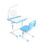 Desk and Chair Set Set with Adjustable Height, 40-Degree Tiltable Children Desktop, LED Light, Bookstand, Blue