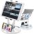 DeskLogics 360 Rotating Tablet Stand for POS Kiosk & Desk, Foldable iPad Holder with Phone Organizer Base, Swivel Counter Mount for Retail & Office, Fits iPad Pro 12.9, Air, Mini, All 4-13” Devices