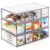 Desk Organizer with 12 Drawers, FODIENS 3 Packs Stackable Desktop Storage Box with Removable Drawer, Clear Sunglasses Organizer Display Case for Stationery Marker Pens Eyeglasses Office Supply