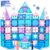 Diamond Magnetic Tiles Set 145PCS with Magnetic Doodle Kit, 3D Blocks Magnet Toys for Girls 3 4-7,8-12, Stem Toys Princess Castle Include 2 Stairs 2 Dolls Decals Stickers,3 4 5 6 7 8+ Girls Xmas Gift
