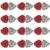DILIBRA 24 Pcs Metallic Cheerleading Pom Poms, Cheerleaders Cheer Pom Poms with Baton Handle, Cheering Squad Hand Flower for Adults Team Spirit Sports Game Dancing Party (Sliver+Red)
