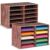 Dispowreath 2 Pack 10 Slots Construction Paper Storage, Classroom Mailboxes, Back to School Literature Cardboard Paper Organizer for Teacher, Office, 19.7 x 12.4 x 11.8 Inches (Red and Brown,Brick)