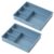 Divided Plastic Desk Drawer Organizer Storage Tray For Stationery Cosmetics(Blue 2PCS)