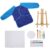 DIY Acrylic Paint Set for Kids, Children Educational Art Supplies with Portable Wooden Easel, 12 – Color Paints, Brushes, Smock & Palette for Home School Creative Play (Blue)
