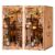 DIY Book Nook Kit, 3D Wooden Puzzle Bookend with LED Light, Japanese Street Alley Miniature House Model, Creative Shelf Insert Decor & Arts Crafts Gift for Adults Teens (The Alley Waiting for the Cat)