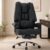 DJ.Wang Big and Tall Office Chair 400lbs, 23″ Extra Wide Seat Executive Chair with Footrest, Heavy Duty Metal Base High Back Desk Chair with Lumbar Support & Adjustable Armrests, PU Black