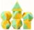 DNDND Pineapple Scented Silicone Dice Set, 7PCS Soft Rubber D&D Dice with Clear Display Case, Tropical Fragrance Polyhedral RPG Dice for Dungeons and Dragons Tabletop Games