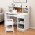 DobleePy Kids Study Desk and Chair Set with Hutch, White