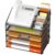 DocNest 5 Tier Metal Mesh Desk File Organizer with Phone Shelf, Black