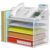 DocNest 5 Tier Metal Mesh Desk File Organizer with Phone Shelf, White
