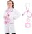 Doctor Costume for Kids, Pink Doctor Lab Coat with Working Stethoscope