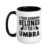 Dog Name Umbra Personalised Gift This Human Belongs To a Ceramic Mug, Black/White, 15oz