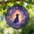 Dog Wind Spinner, Fanciful Fantasy Galaxy Clouds Violet Metal Kinetic Wind Sculptures Outdoor Ornaments for Garden Yard Patio Lawn Party Decor 12 Inch