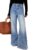 Dokotoo Blue Jeans for Women High Waisted Trendy Wide Leg Embellished Rhinestone Sparkly Bell Bottoms Stretchy Flare Denim Pants 4