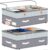 Dolicer 2 Pack Under Bed Storage with Wheels, 6in-10in Height Adjustable Underbed Storage Containers, 92L XXXL Under Bed Drawers Rolling Bin with Clear Lids for Shoes Clothes Organizers(Gray Stripes)