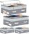Dolicer 4 Pack Under Bed Storage with Wheels, 6in-10in Height Adjustable Underbed Storage Containers, 92L XXXL Under Bed Drawers Rolling Bin with Clear Lids for Shoes Clothes Organizers(Gray Stripes)