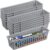 Domensi 24 Pack Slim Plastic Storage Baskets Tray for Organizing 10.25×3.25×2.5 Inch Small Narrow Storage Bins Stackable Drawer Pencil Trays Holder for Desk Garage Cabinet Container (Gray)