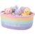 Domensi Book Buddies Basket Reading Corner Decor 12x8x5 Inch Cotton Rope Toy Storage Basket with Handle for Book Lover Gift Preschool Back to School Classroom Library Nursery Room Decor(Rainbow)