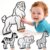 DoodleFace High-Contrast Black & White 3D Safari Zoo Animals — Builds Baby Vision Books & Cards Can’t. Then Toddler Motor Skills for School Re-Colorable Lion, Elephant, Giraffe, Zebra + 10 Crayons.