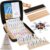 Doreimi Mexican Train Dominoes Double 12, 91 Number Tiles, 8 Wooden Holders