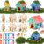 DoubleFill Fairy House Kit, Wood Craft, 6 Sets, 3 Mixed Floral Styles