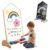 Double Sided Wooden Easel,House-Shaped Magnetic Drawing Board with Letters & Animal Magnets,Art Easel for Kids Toddlers 2-5 Small