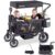 Double Toddler Stroller Wagon Side Entry Foldable Wagon Cart with Canopy, Snack Tray & Convertible Backpack Storage Bag, Black