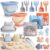 Dreamon 3 Pack Beach Toys Set for Kids 3-10, Collapsible Sand Buckets with Beach Molds and Mesh Bag, Sandbox Travel Toys Beach Vacation Essentials, Camping Gear, Fishing (Blue/Grey/Orange)