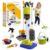 Dreamon Toddler Cleaning Set – 14Pcs Kids Cleaning Toy Set with 2-in-1 Kids Vacuum that Really Works, Pretend Home Cleaning Play Set for Toddler Age 3-7, Christmas Birthday Gift for Girls Boys（Blue）