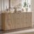 Dresser for Bedroom with 9 Drawers, 63″W Chest of Drawers, Fluted Dresser with Faux Marble Top, Curved Profile Design, Metal Handle, Wood Closet Storage Organizer for Living Room, Hallway, Natural Oak