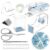 DRQ Blue Desk Organizers and Accessories Office Supplies, 10Pcs Set for Office with Stapler, Tape Dispenser, Pens, Pen Holder, Phone Holder, Tape, Ruler, 1 Box Staple, Scissors and 1 Box of Clip