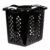 Dual-Purpose Plastic Laundry Basket with Silver Handles, Black, Wide Stable Base Tall Side Large Capacity Clothes Storage Hamper for Adults & Tweens, Polypropylene Material 21.63″L x 16.96″W x 18.86″H