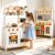 Dual-Sided Play Kitchen for Kids,Toddler Play Store Wooden Toy Kitchen Set