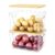 Ducoak 2 Set Pantry Organizer and Stackable Storage Kitchen,Sturdy and Durable Storage Basket for Potato, Onion, Garlic, Fruit, Vegetable, Produce, Clear Plastic Storage with Lid&Handle