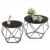 DUMOS Modern Geometric Coffee Table Set of 2, Round Nesting Side Tables with Hidden Storage, Movable End Tables for Living Room Office Decor & Practical Use Black