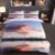 Duvet Cover Queen Size Wind Turbine and Electrical Towers On Sunset Bedding Set for Kids & Adults,Zipper Closure,3 Pieces Bedding Set