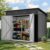 DWVO 9′ x 4′ Outdoor Storage Shed, Lockable Double Doors, Sloped Roof, Heavy-Duty Steel Shed for Garden & Patio, Large Backyard Tool Organizer, Dark Gray