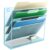EASEPRES Desk File Organizer Mesh 4-Tier, Hanging Wall Mount Document Organization Stand, Desktop Vertical Mail Paper Folder Holder Rack with Bottom Tray for Office Home Cubicle Countertop, Blue